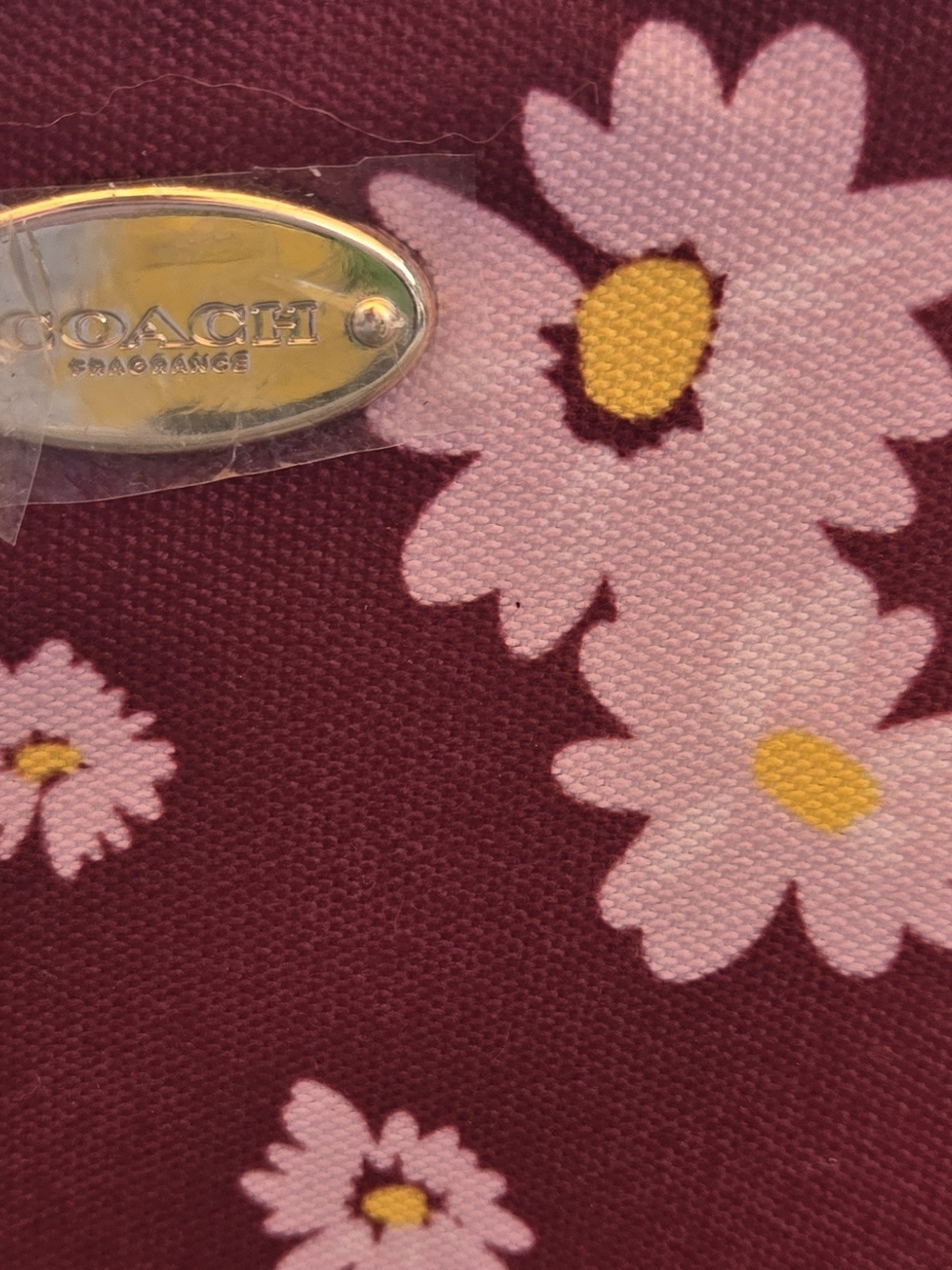 COACH Fragrance Floral Maroon Tote Bag with Pink Daisies - NWT - Picture 3 of 6